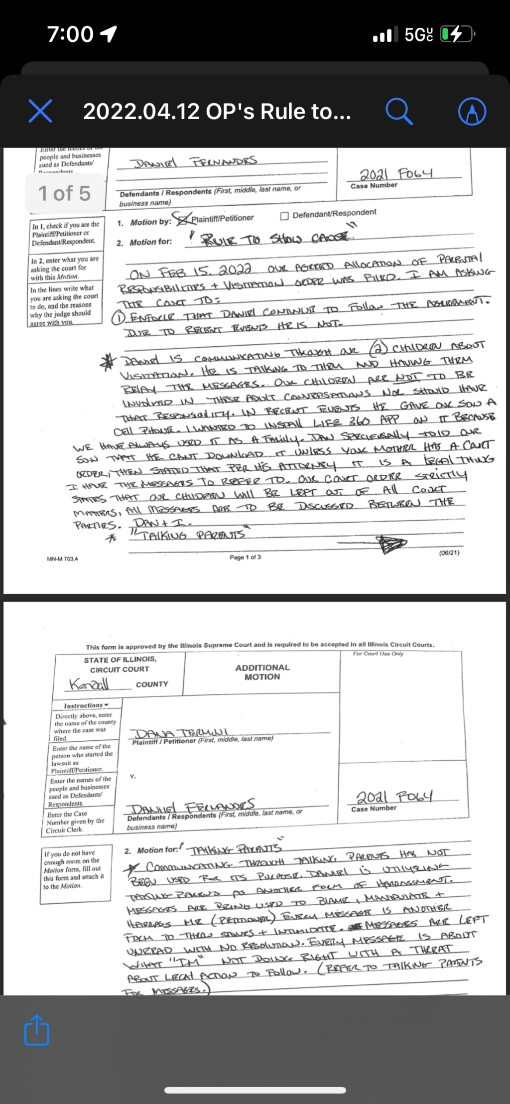 Petitioner filing a motion in&nbsp;court